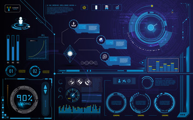 Wall Mural - hud technology innovation screen interface template and element design background