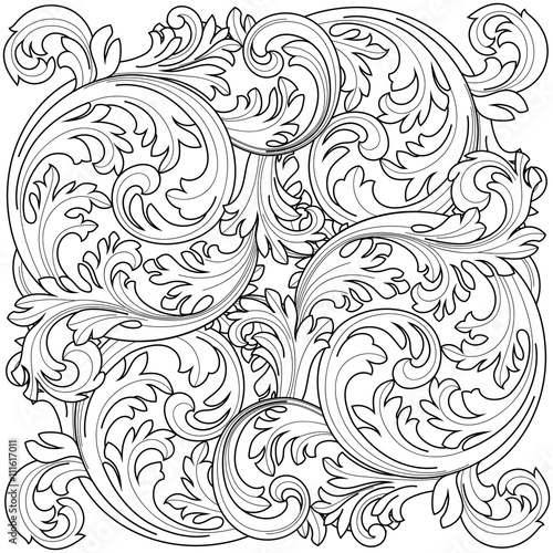 Vettoriale Stock Vintage baroque frame scroll ornament engraving border ... Vintage Swirl Patterns