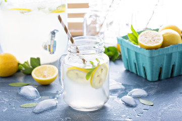 Fresh citrus lemonade in beverage dispenser