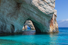 Blauwe Grotten Aan Zee In Griekenland