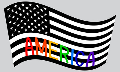 Wall Mural - American flag waving with word America