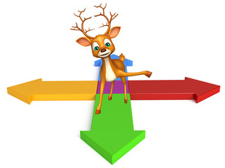 Poster - Deer cartoon character with arrow sign