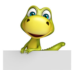 Canvas Print - cute Dinosaur cartoon character with white board