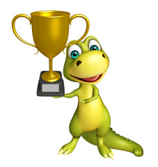 Poster - Dinosaur cartoon character with winning cup