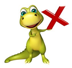 Sticker - Dinosaur cartoon character with wrong sign