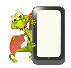 Sticker - Dragon cartoon character with mobile