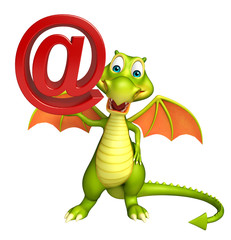 Sticker - fun Dragon cartoon character with at the rate sign