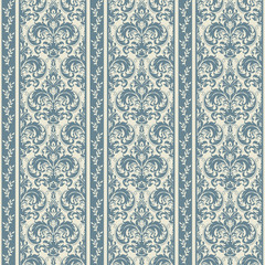 Wall Mural - seamless victorian pattern in blue and beige.