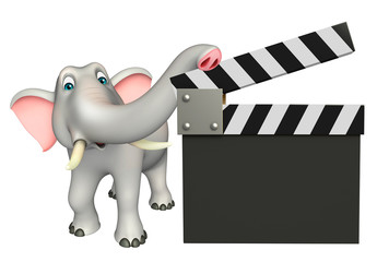 Poster - fun Elephant cartoon character with  clapper board