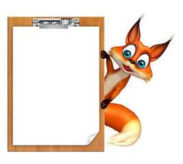 Canvas Print - cute Fox cartoon character with exam pad