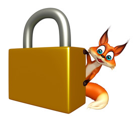 Poster - Fox cartoon character with lock