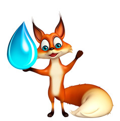 Poster - fun Fox cartoon character with water drop