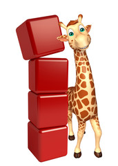 Canvas Print - fun Giraffe cartoon character with level