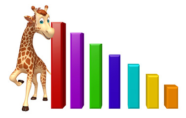 Poster - fun Giraffe cartoon character  with graph