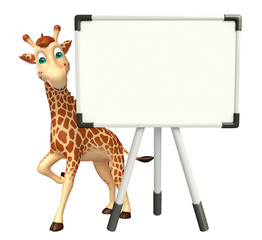 Poster - cute Giraffe cartoon character with dispaly board