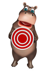 Wall Mural - fun Hippo cartoon character with target