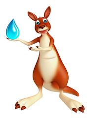 Poster - cute Kangaroo cartoon character with water drop