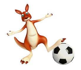 Poster - fun Kangaroo cartoon character with football