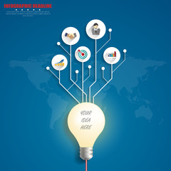 3d light bulb timeline infographics with icons set. vector. illu