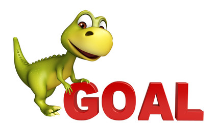 Sticker - fun Dinosaur cartoon character with goal sign