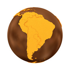 Wall Mural - South America on chocolate Earth