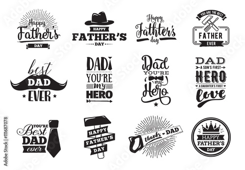 Fotografija  Happy fathers day set. Vector typography.