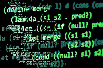 Wall Mural - functional programming code - declarative paradigm, green color