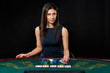© nazarovsergey - sexy woman with poker cards and chips