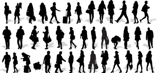 Set of 39 vector's silhouettes of people in action