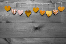 Loving Greeting Card With Orange Hearts, Copy Space