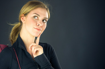 female model attractive woman on plein background with copy spac