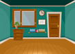 © boxerx - Cartoon flat vector interior office room in turquoise style. Vector illustration