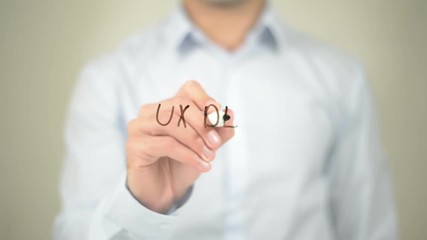 Ux Design, Man Writing on Transparent Screen