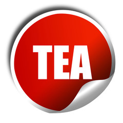 tea, 3D rendering, a red shiny sticker