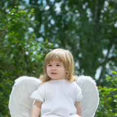 Wall Mural - Little boy dressed as angel