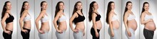 Woman With Different Stages Of Pregnancy