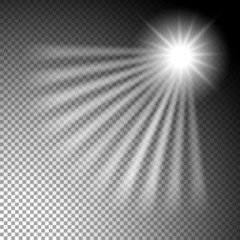Wall Mural - Glowing star and rays as design element isolated on transparent