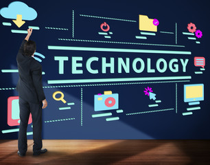 Wall Mural - technology modern device connection network concept