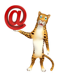 Canvas Print - cute Leopard cartoon character with at the rate sign