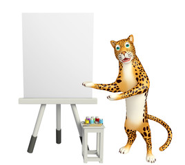 Poster - cute Leopard cartoon character with easel board