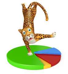 Poster - fun Leopard cartoon character with circle sign