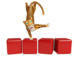 Poster - fun Leopard cartoon character with level