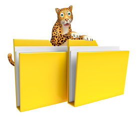 Poster - Leopard cartoon character with folder