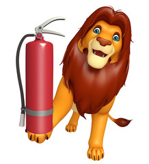 Poster - fun Lion cartoon character with fire  extinguisher