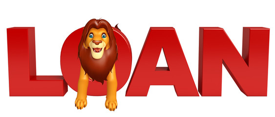 Poster - Lion cartoon character with loan sign