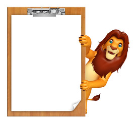 Wall Mural - fun Lion cartoon character with exam pad