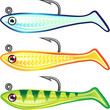Soft plastic fishing lure bait fish imitation jig Vector illustr