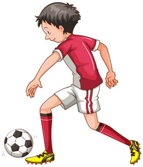 Wall Mural - Man in red outfit playing soccer