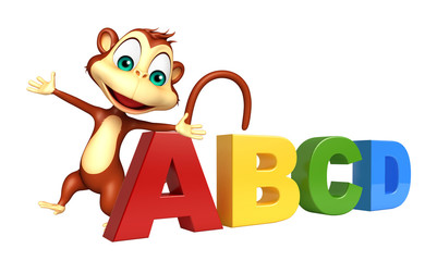 Poster - Monkey cartoon character with abcd sign