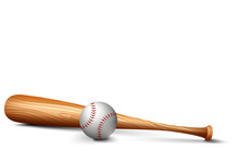 Wooden Bat And Baseball